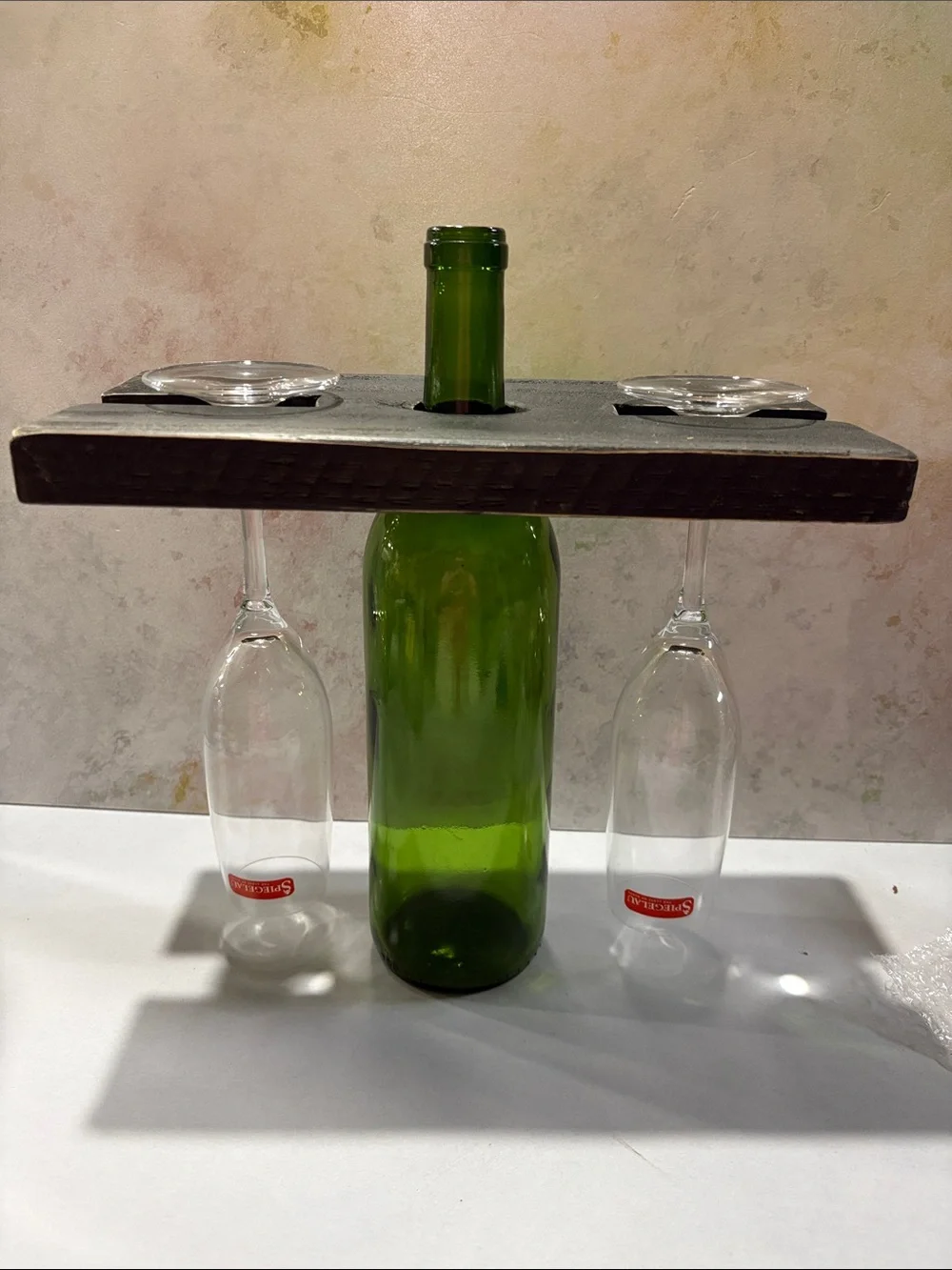 Handcrafted Wine Bottle Glass Rack - black